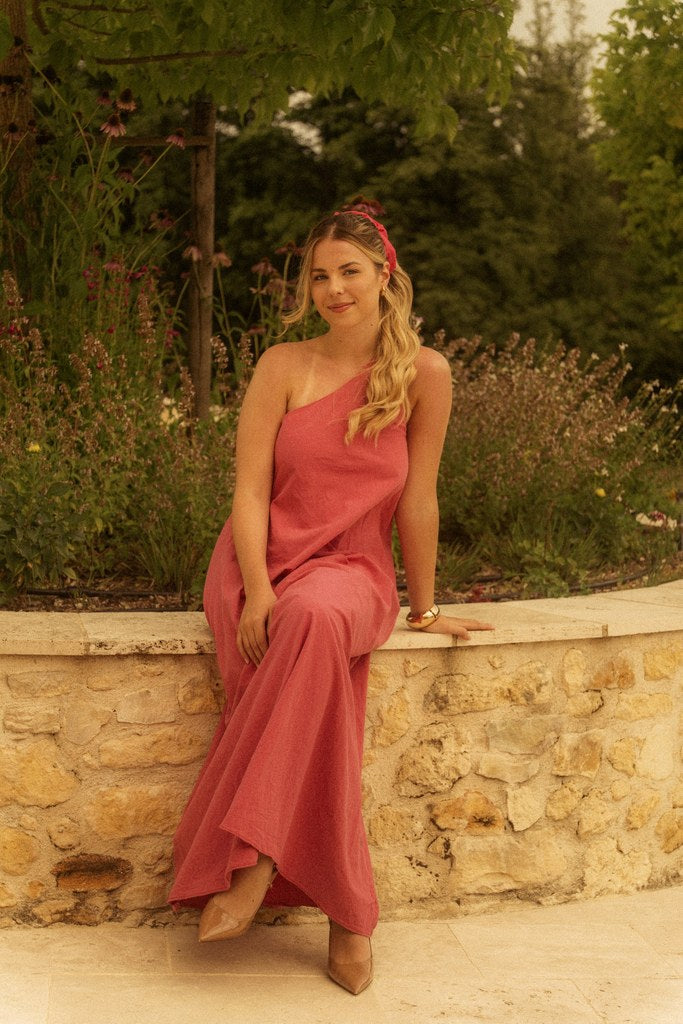 Robe asymétrique rose