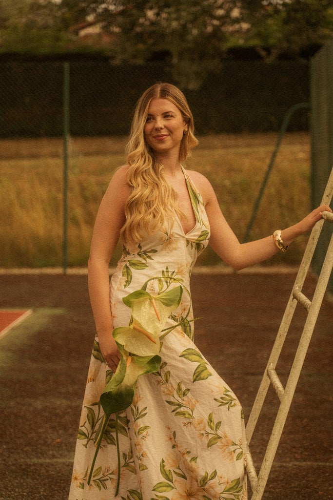 Robe crème fleurie