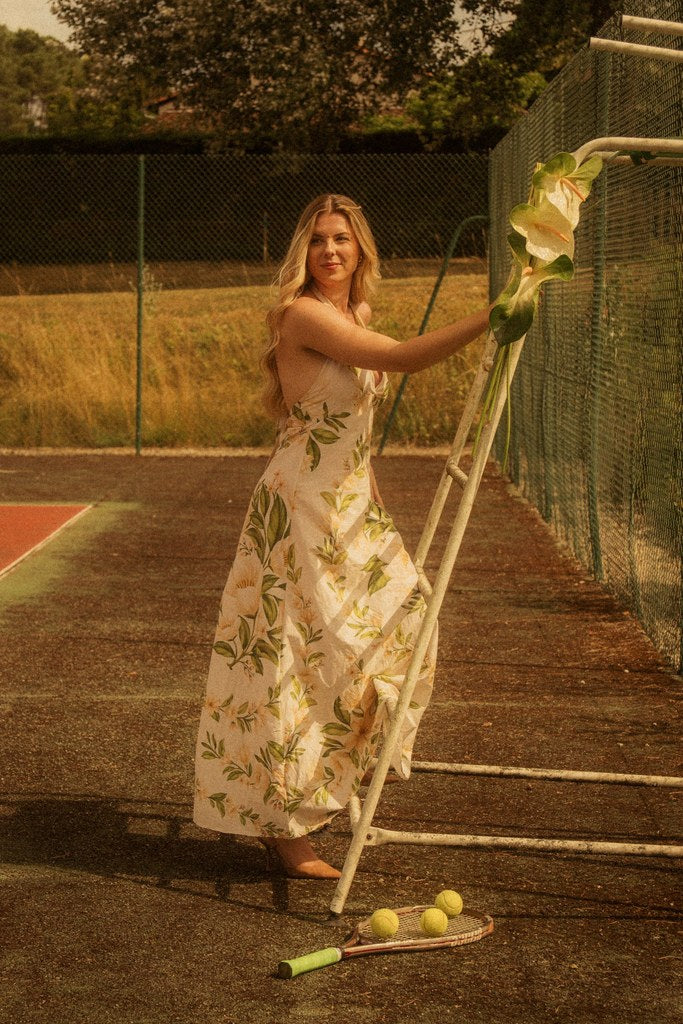 Robe crème fleurie